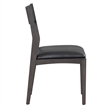 Pemberly Row Black Top Grain Leather Dining Chair with Solid Wood Frame