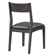 Pemberly Row Black Top Grain Leather Dining Chair with Solid Wood Frame