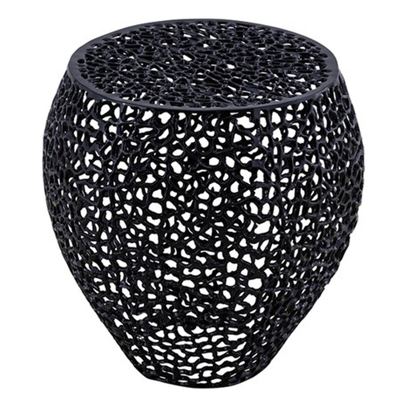 Pemberly Row Modern End Table made with Aluminium Casted in Black Color