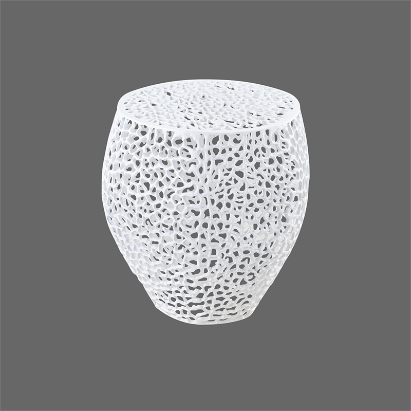 Pemberly Row Modern End Table made with Aluminium Casted in White Color