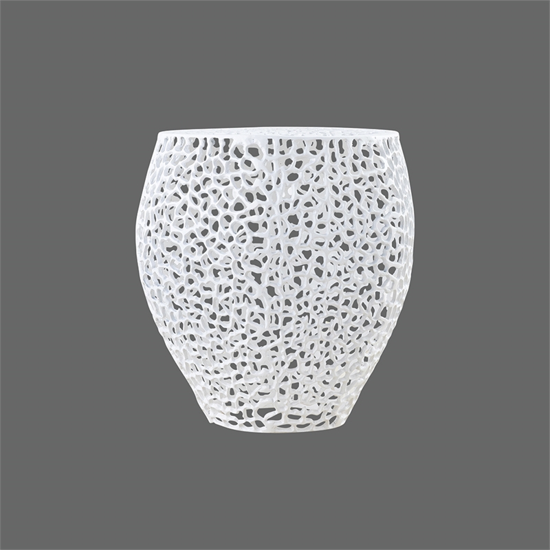 Pemberly Row Modern End Table made with Aluminium Casted in White Color