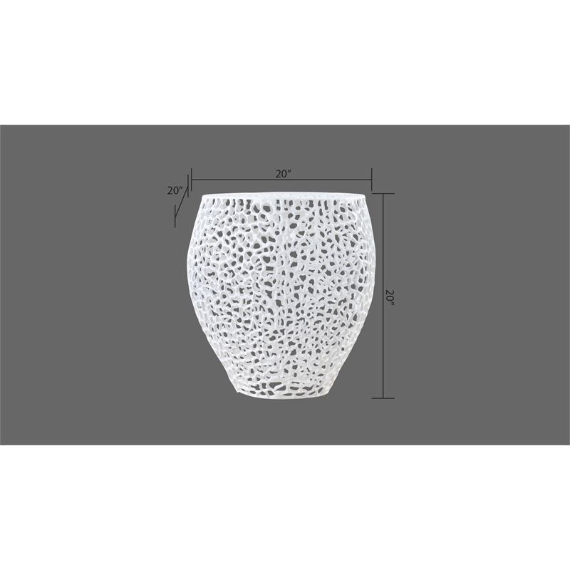 Pemberly Row Modern End Table made with Aluminium Casted in White Color