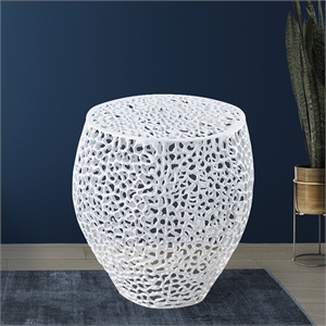 Pemberly Row Modern End Table made with Aluminium Casted in White Color
