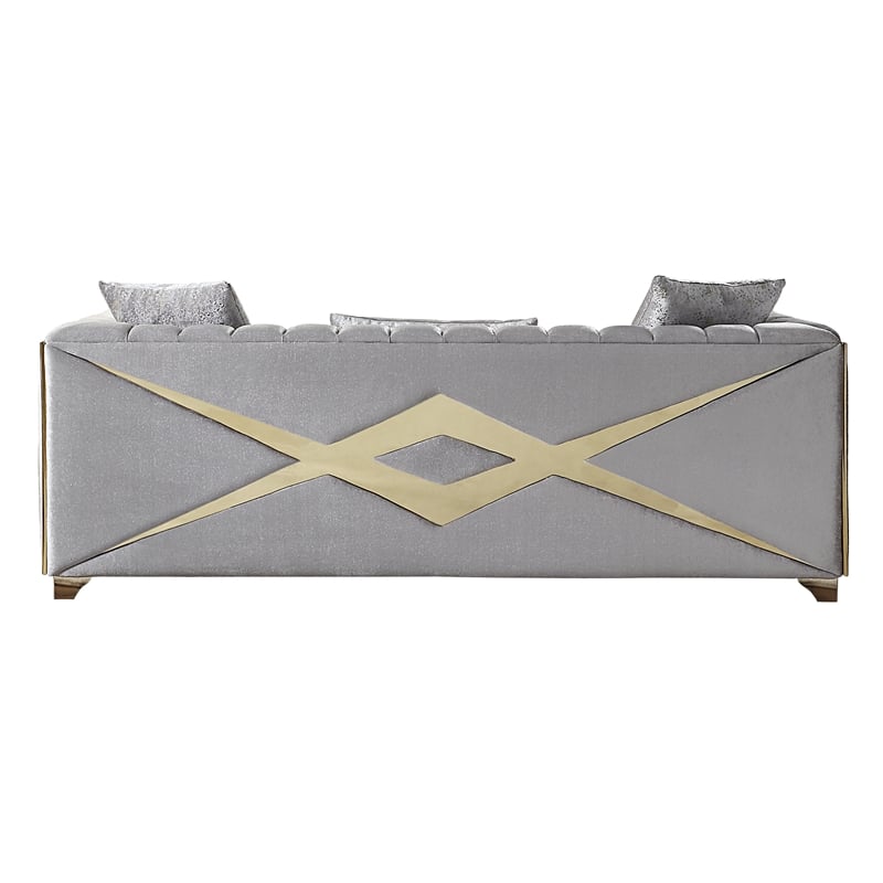 Pemberly Row Modern 2 PC Living room Set Made with Wood in Silver Color