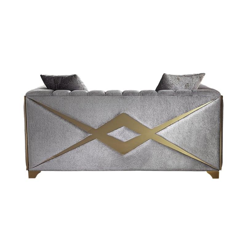 Pemberly Row Modern 2 PC Living room Set Made with Wood in Silver Color