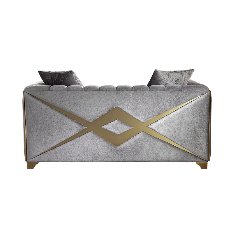 Pemberly Row Modern 3 PC Living room Set Made with Wood in Silver Color