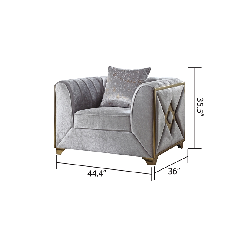 Pemberly Row Modern Chair in Gold Finish Made with Wood in Silver Color
