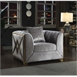 Pemberly Row Modern Chair in Gold Finish Made with Wood in Silver Color
