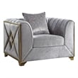 Pemberly Row Modern Chair in Gold Finish Made with Wood in Silver Color