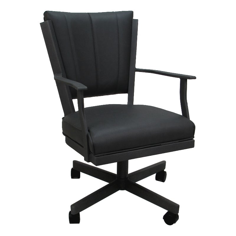 Pemberly Row Swivel Metal Dining Caster Chair - Gray Vinyl - Gray Frame