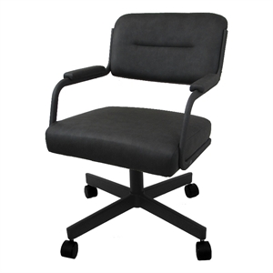 Pemberly Row Swivel Metal Caster Dining Chair - Gray Vinyl - Gray Frame