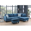 Pemberly Row L Shaped Blue Couch with Ottoman(Pillows Included) Microfiber