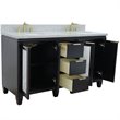 Pemberly Row Double Oval Sink Solid Wood Vanity in Blue/Gray Granite Stone