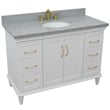 Pemberly Row 49 in. Single Wooden Vanity White with Gray Granite Oval Sink