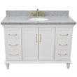 Pemberly Row 49 in. Single Wooden Vanity White with Gray Granite Oval Sink