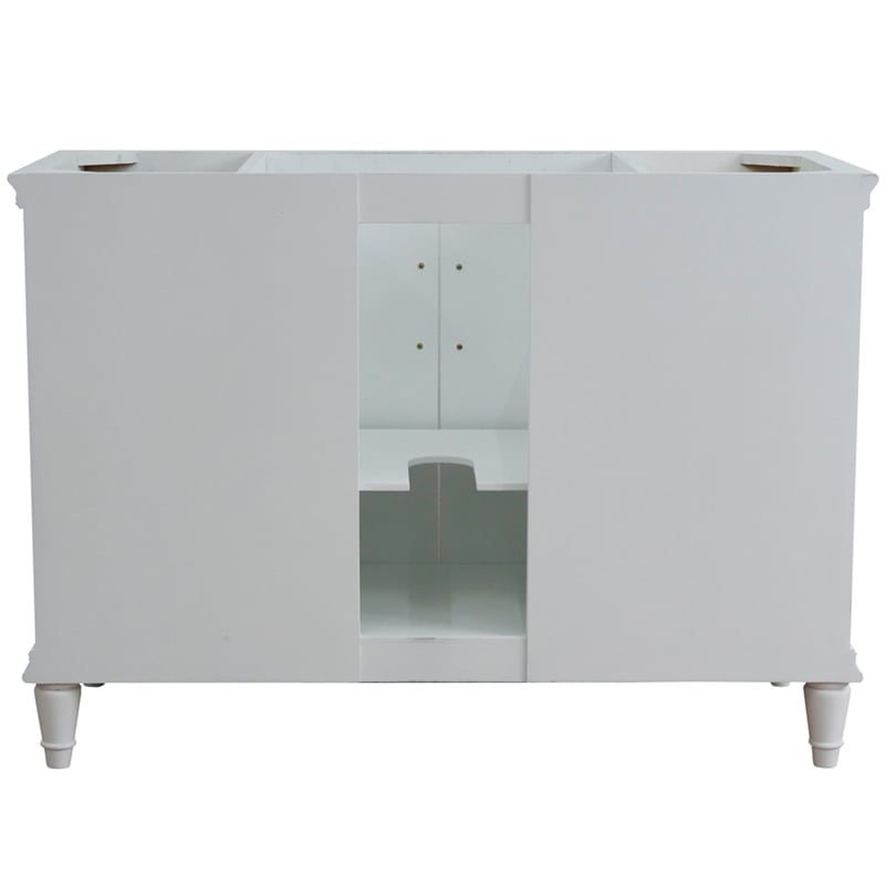 Pemberly Row 49 in. Single Wooden Vanity White with Gray Granite Oval Sink