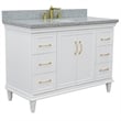 Pemberly Row 49 in. Single Wooden Vanity White with Gray Granite Oval Sink