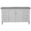 Pemberly Row 61 in. Single Wooden Vanity White with Gray Granite Oval Sink