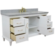 Pemberly Row 61 in. Single Wooden Vanity White with Gray Granite Oval Sink