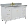 Pemberly Row 61 in. Single Wooden Vanity White with Gray Granite Oval Sink