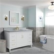 Pemberly Row 61 in. Single Wooden Vanity White with Gray Granite Oval Sink