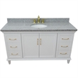 Pemberly Row 61 in. Single Wooden Vanity White with Gray Granite Oval Sink