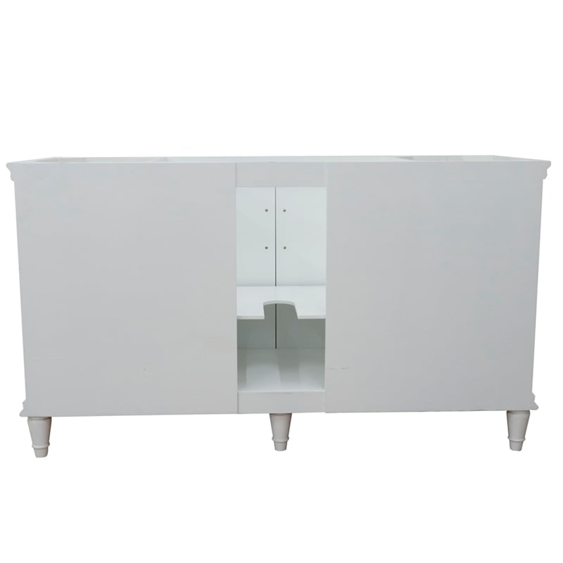 Pemberly Row 61 in. Single Wooden Vanity White with Gray Granite Oval Sink