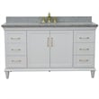 Pemberly Row 61 in. Single Wooden Vanity White with Gray Granite Oval Sink