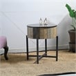 Pemberly Row Round Storage End Table made with Mango Wood in Rustic Vintage