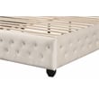 Pemberly Row Crystal Tufted Modern Queen Bed made with Wood in Cream