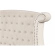 Pemberly Row Crystal Tufted Modern Queen Bed made with Wood in Cream