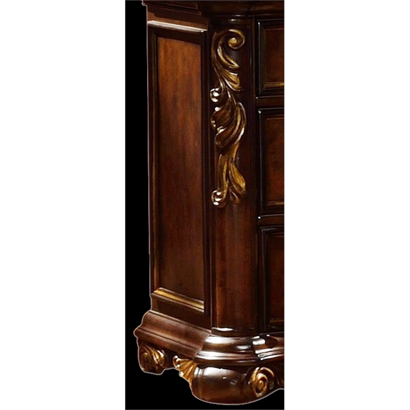 Pemberly Row Traditional Dresser made with Wood In Dark Walnut Color