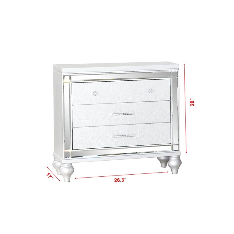 Pemberly Row King 5 PC LED Bedroom set made with wood in White Color