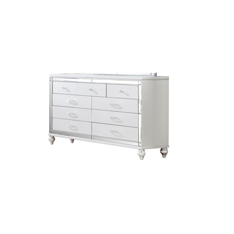 Pemberly Row King 5 PC LED Bedroom set made with wood in White Color