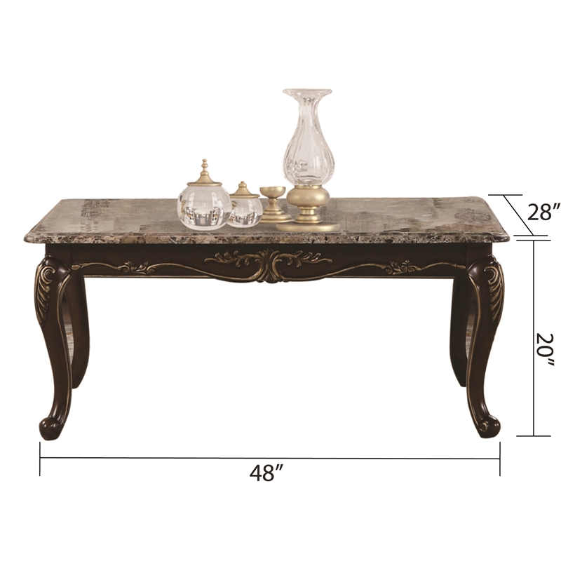 Pemberly Row Traditional Coffee Table Made with Wood in Cherry Color