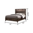 Pemberly Row King bed Made with Wood & LED Headboard in Walnut Color