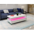 Pemberly Row Modern Coffee Table Bult-in LED Made with Wood in White