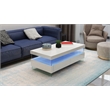 Pemberly Row Modern Coffee Table Bult-in LED Made with Wood in White
