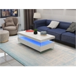 Pemberly Row Modern Coffee Table Bult-in LED Made with Wood in White