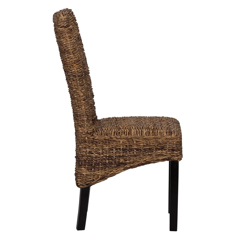 Pemberly Row Handwoven Rattan Dining Chair in Natural Brown Set of 2