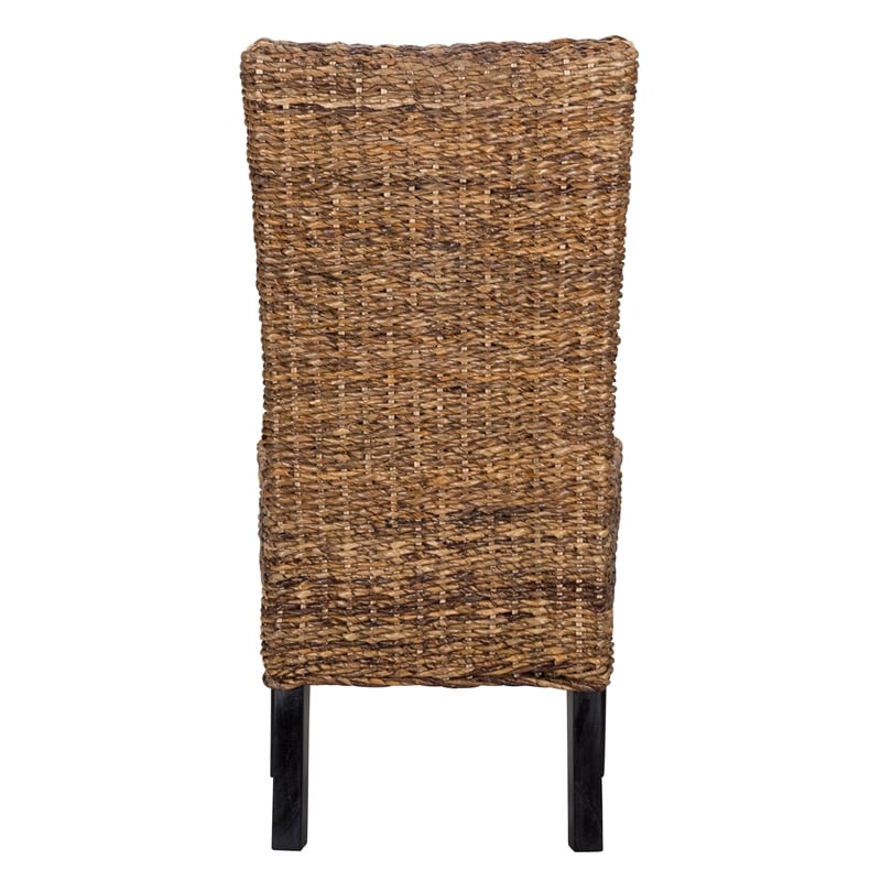 Pemberly Row Handwoven Rattan Dining Chair in Natural Brown Set of 2