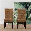 Pemberly Row Handwoven Rattan Dining Chair in Natural Brown Set of 2