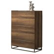 Pemberly Row 5-Drawer Modern Wood Laminate Chest in Walnut/Light Oak