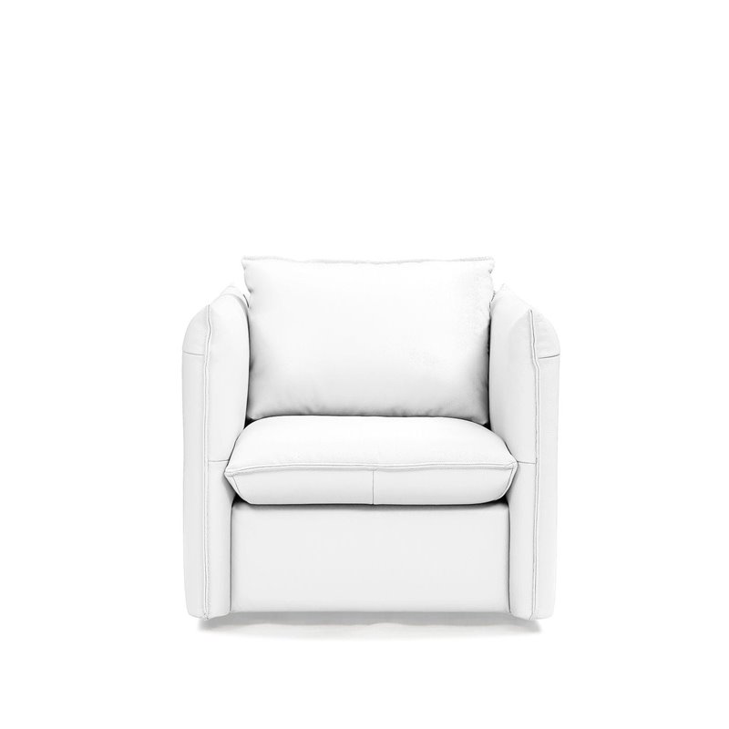 Pemberly Row Modern Leather Upholstered Swivel Accent Chair in White