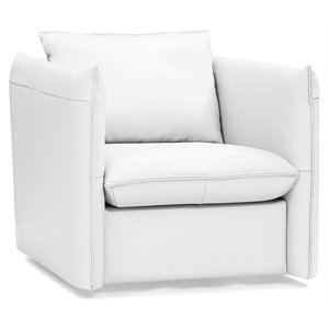 Pemberly Row Modern Leather Upholstered Swivel Accent Chair in White