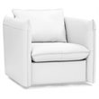 Pemberly Row Modern Leather Upholstered Swivel Accent Chair in White
