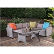 Pemberly Row 3-Piece Patio PE Wicker/Rattan Conversation Set in Gray