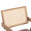 Pemberly Row Tan Top-Grain Leather & Wood Dining Chair with Rattan Back