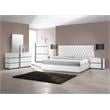 Pemberly Row Tufted Crystals Cal King Platform Bed in White/Silver Base