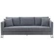 Pemberly Row Upholstered Fabric & Metal Sofa in Gray/Stainless Steel